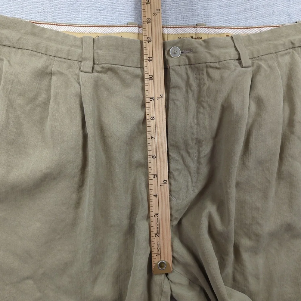 Tommy Bahama Pants Mens 38x32 Khaki Silk Casual Preppy Pleated